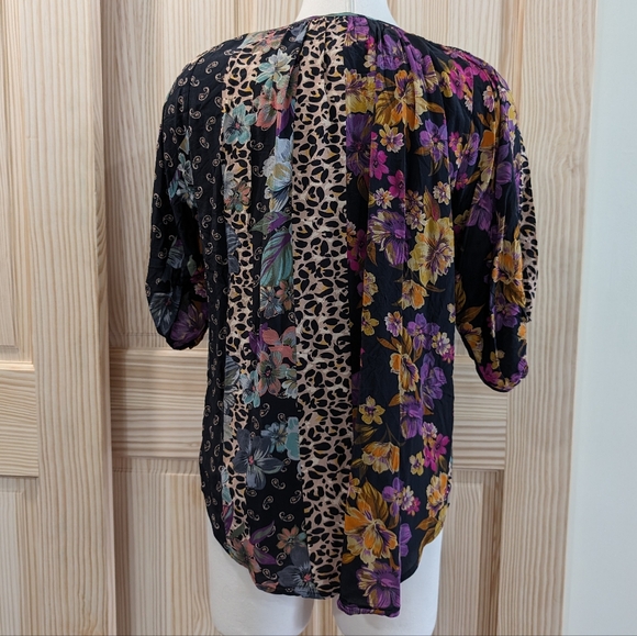 Johnny Was Jade collection Zane Easy silk dark floral blouse - Picture 2 of 8